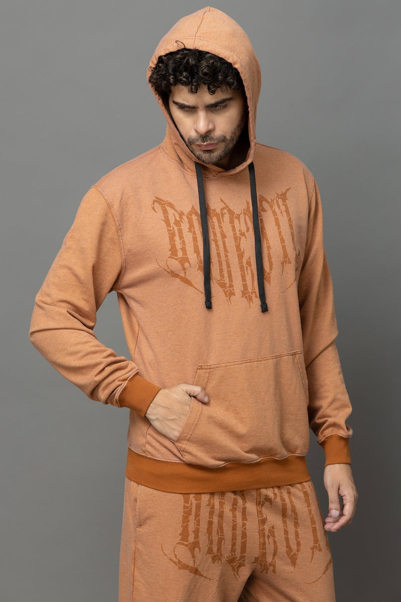 Go Devil Printed Rust Orange Hoodie For Men - Image 4